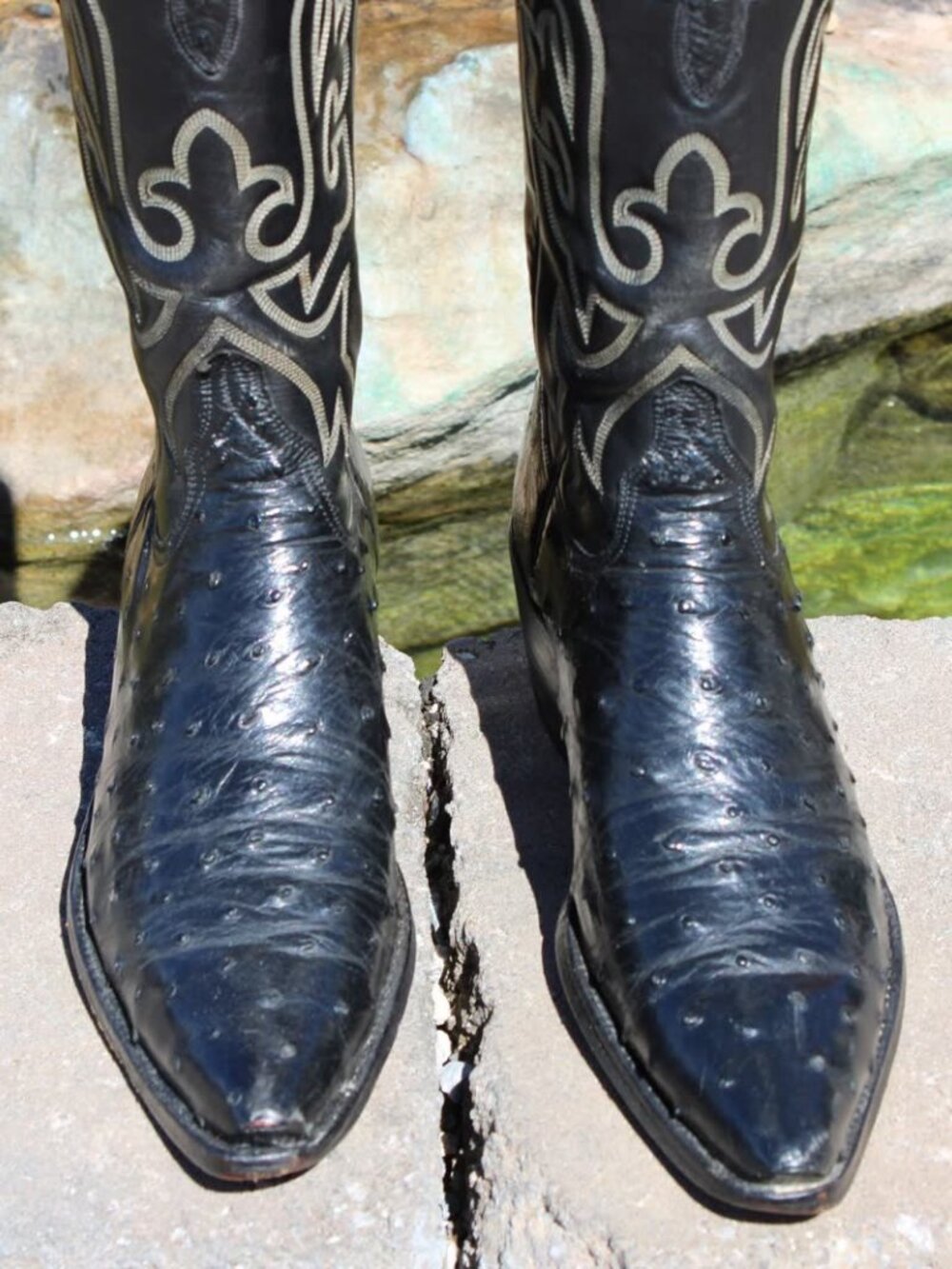 Lucchese black full quill ostrich Men's Western Cowboy Boots Size 9.5B